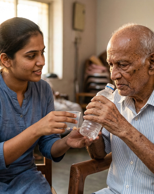 Elders engaged in Sevabharathi Elder Care program